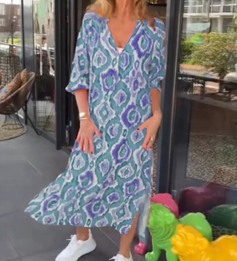 Robe à imprimé mode avec demi-manche