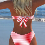 Maillot De Bain Haute Taille Rayé Triangle Deux Pièces