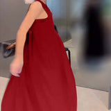 Robe débardeur plissée élégante de couleur unie