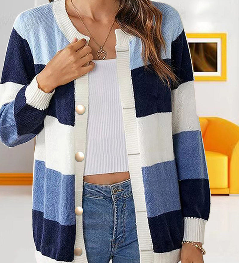Cardigan colorblock pour kvinner