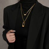 Collier double long en acier titane