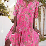 Robe droite à imprimé floral