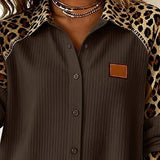 Chemise Col Revers Boutonnée Imprimé Léopard