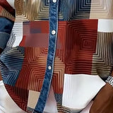 Chemise Color Block Revers À La Mode