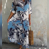 Robe chemise décontractée à imprimé floral