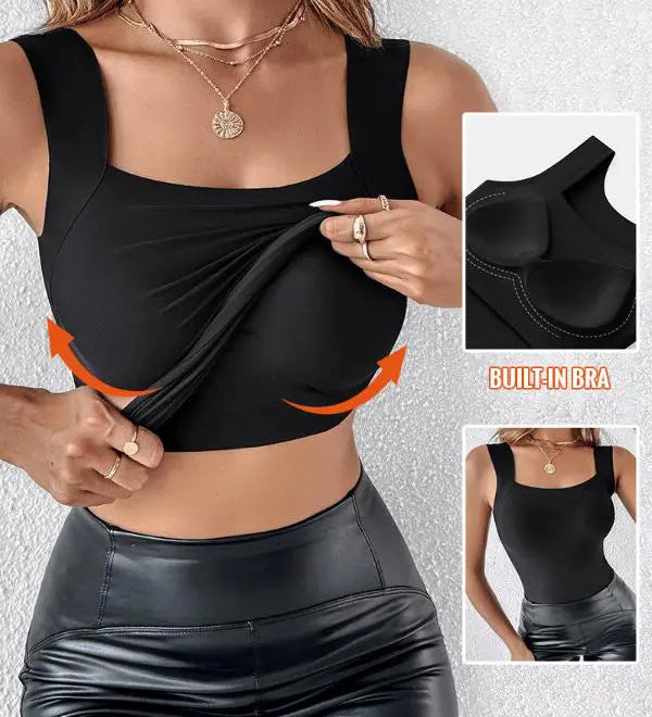 🔥Débardeur Gainant À Col En U Avec Soutien-Gorge Intégré