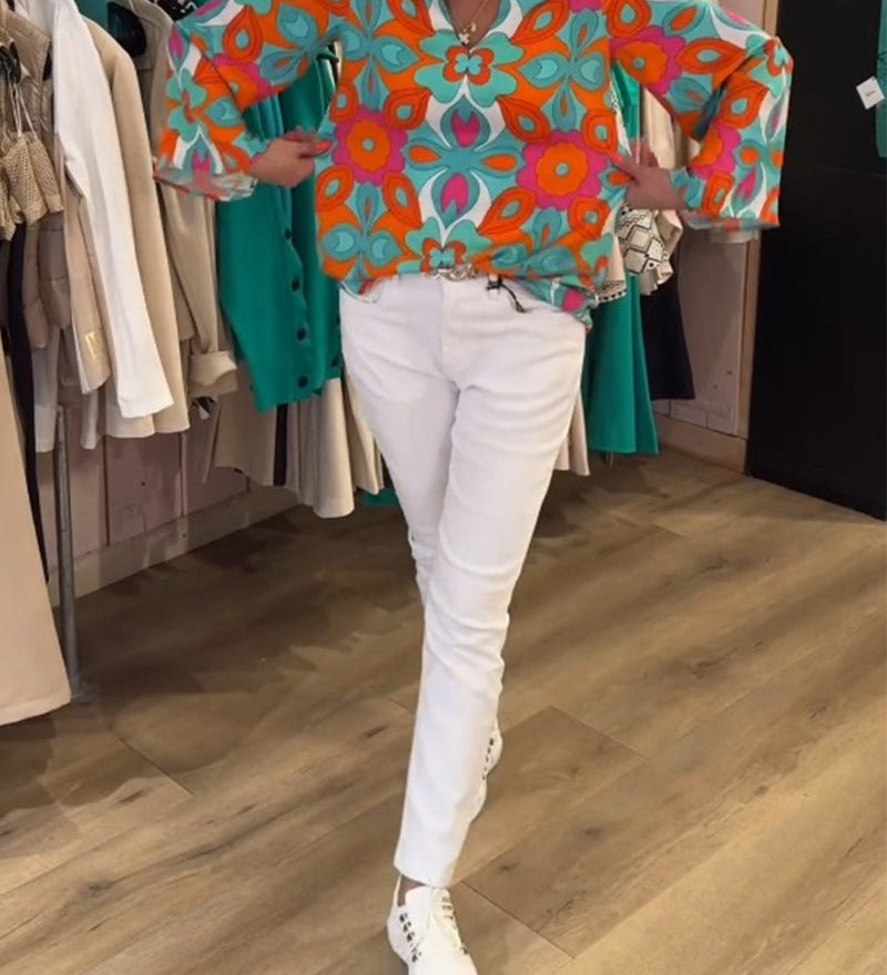 Blouse imprimée ample et polyvalente