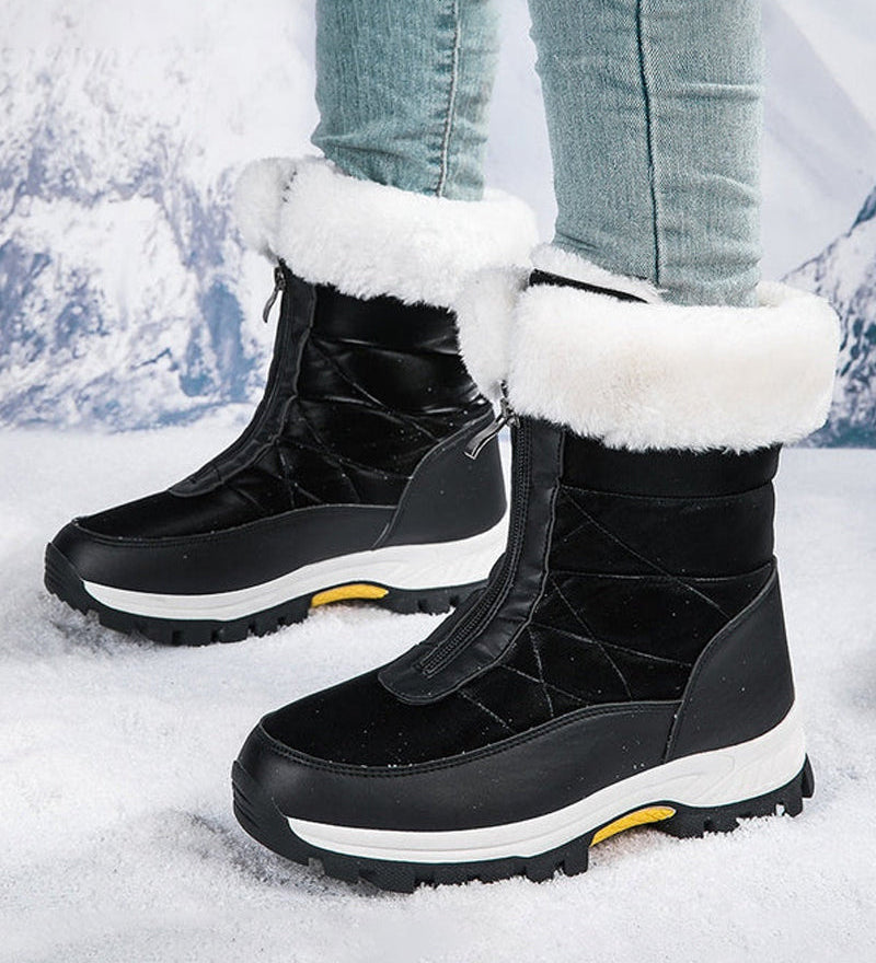 Bottes De Neige Chaudes Antidérapantes À Fermeture Éclair Pour Femmes