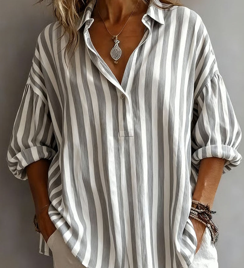 Blouse Rayée Ample À Col