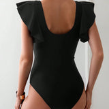 Maillot De Bain Volant En Mesh Une Pièce