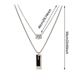 Collier double long en acier titane