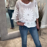Blouse Brodée Chauve-Souris Dentelle