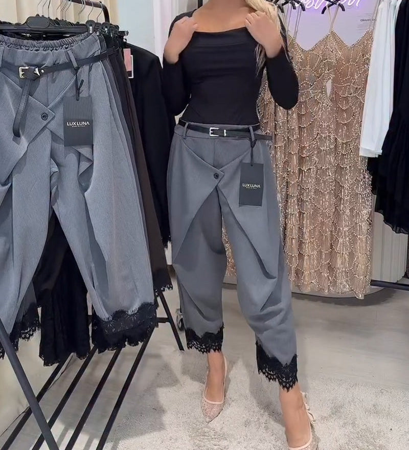 Pantalon À La Mode Dentelle Broderie Harem