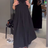 Robe débardeur plissée élégante de couleur unie