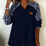 Chemise Col Revers Boutonnée Imprimé Léopard