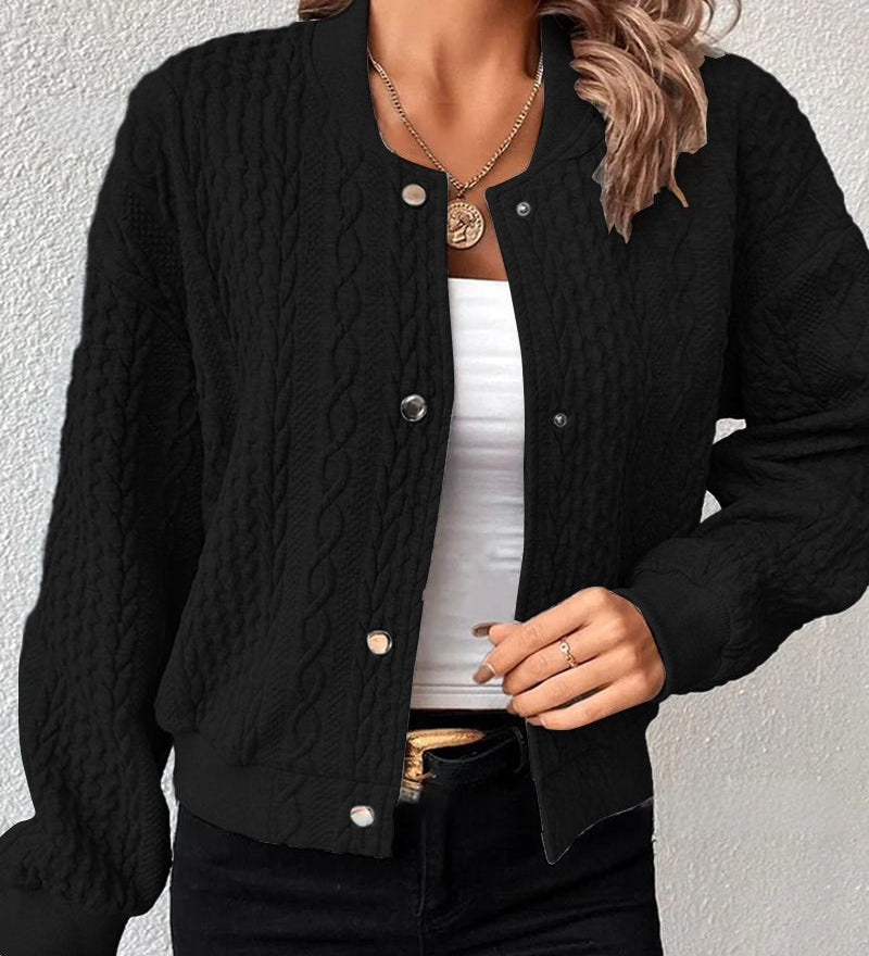 Cardigan boutonné de couleur unie
