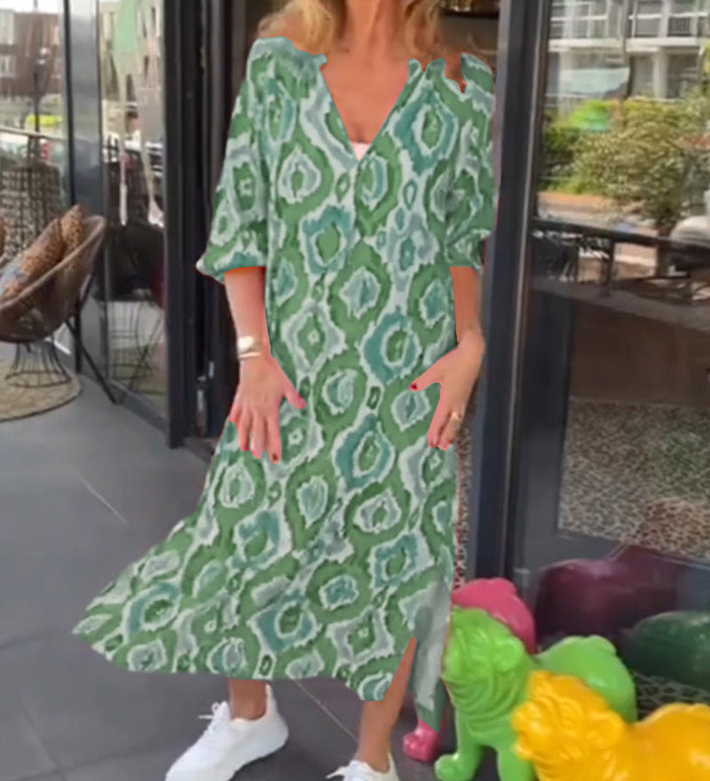 Robe à imprimé mode avec demi-manche