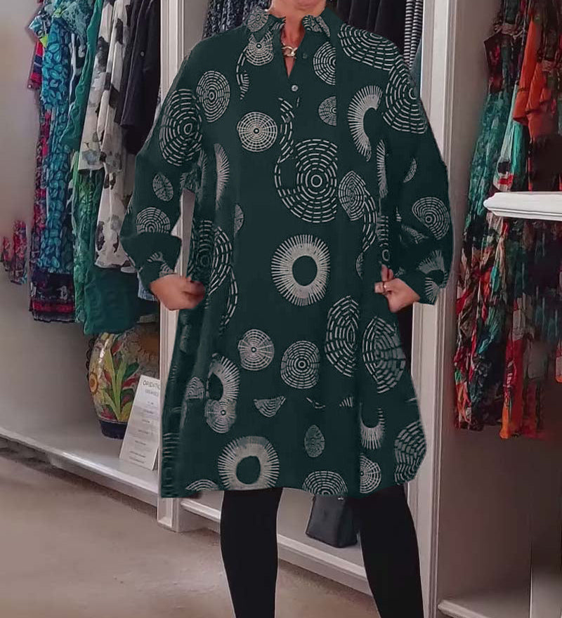 Robe décontractée à revers à imprimé géométrique