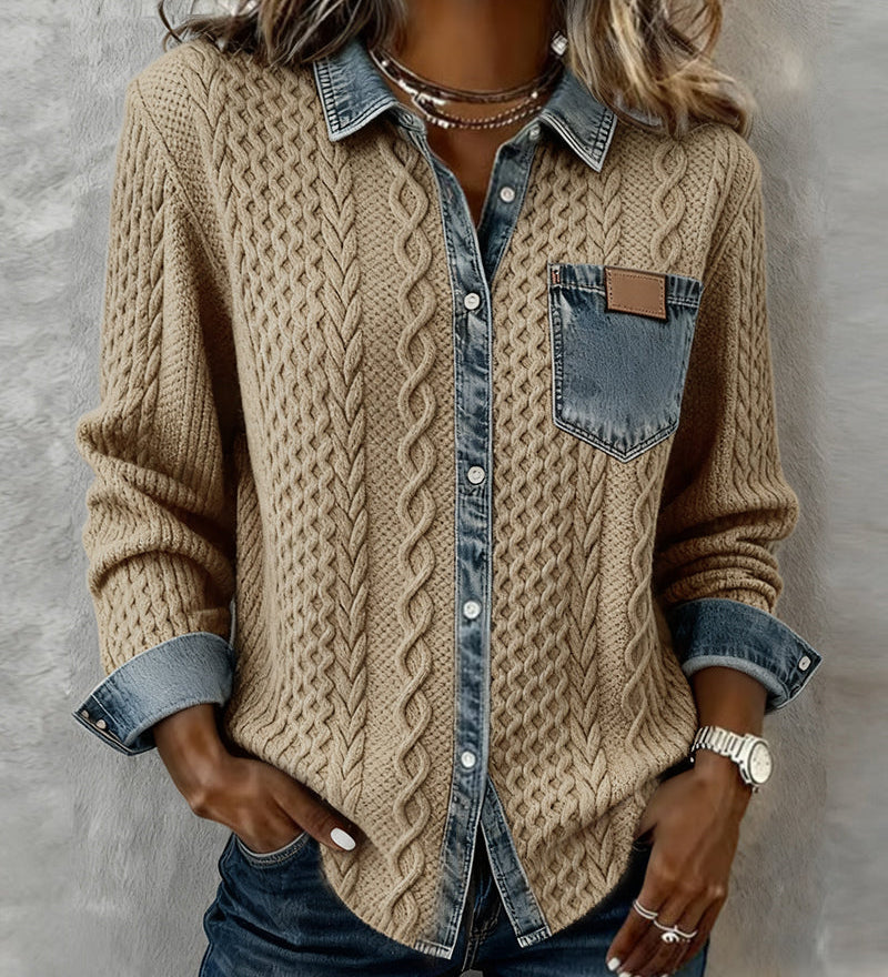 Chemise Manches Longues À Patchwork Jean