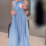 Robe débardeur plissée élégante de couleur unie