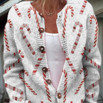 Cardigan boutonné gris à sucres d'orge de Noël — Tiphaine, LucieSaint-Tropez (vue 2)