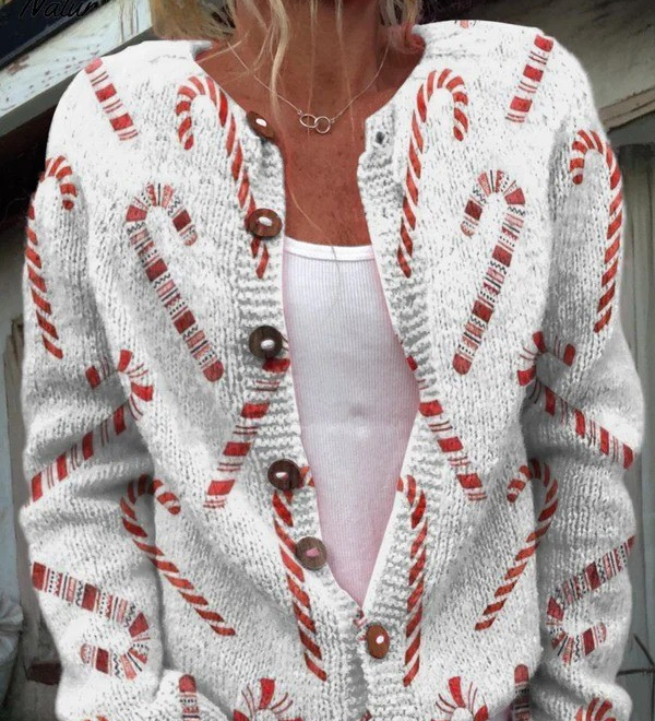 Cardigan boutonné gris à sucres d'orge de Noël — Tiphaine, LucieSaint-Tropez (vue 2)