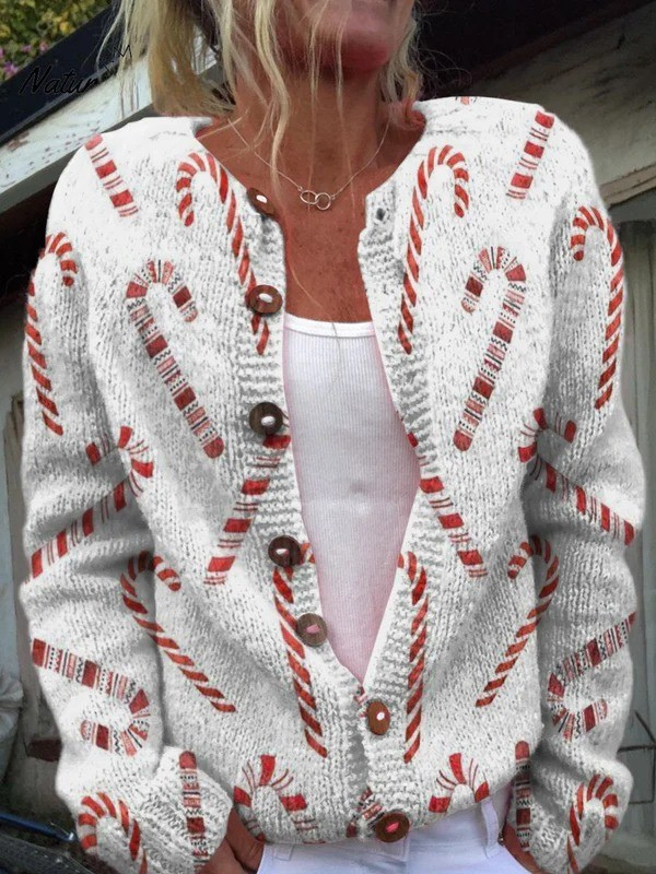 Cardigan boutonné gris à sucres d'orge de Noël — Tiphaine, LucieSaint-Tropez (vue 2)