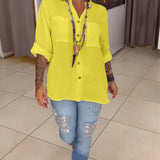 Chemise de couleur unie avec poches et boutons simples