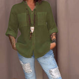 Chemise de couleur unie avec poches et boutons simples