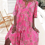 Robe droite à imprimé floral