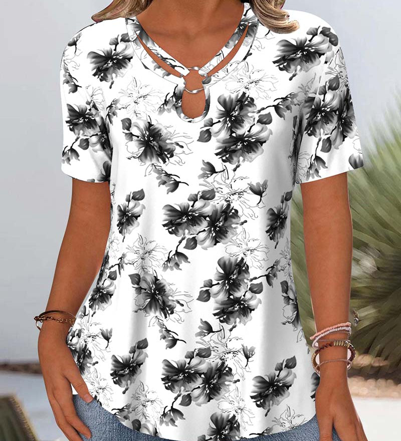 Blouse Imprimé Floral Manches Courtes