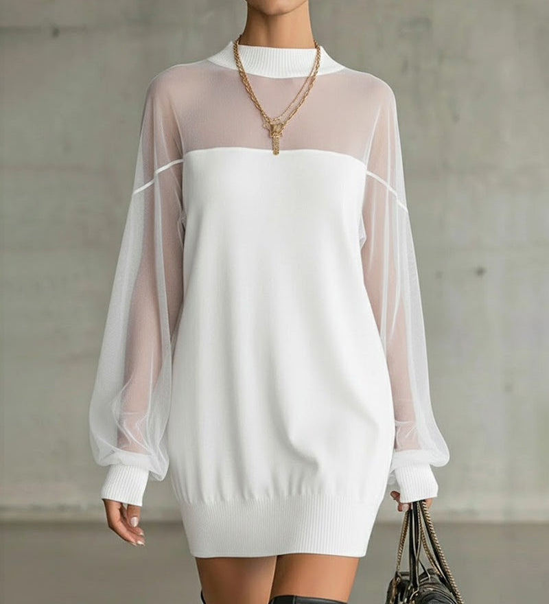Robe Manche Lanterne Unie Patchwork