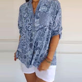 Blouse Col V Boutonnée Imprimée