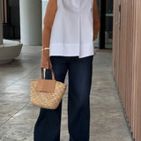 Blouse Sans Manches Unie Simple