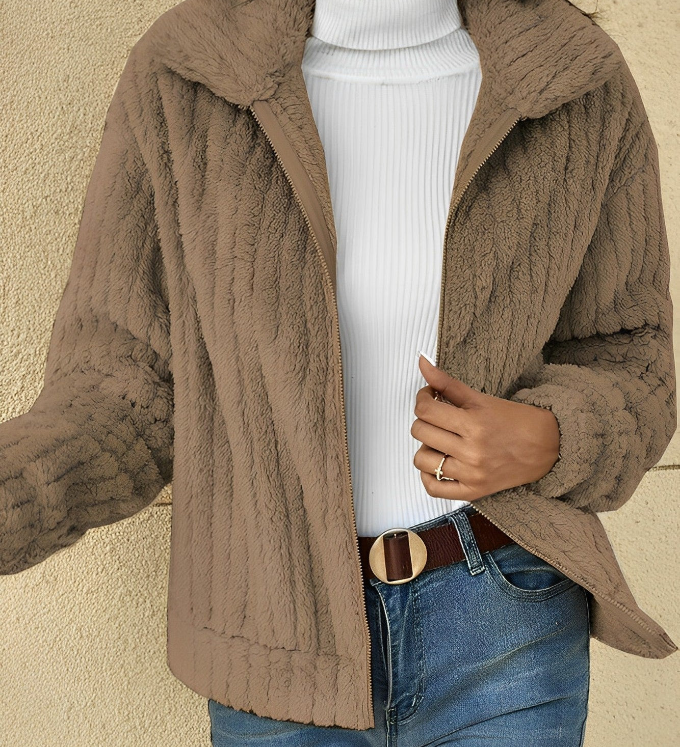 Elif | Manteau en peluche au style décontracté et confortable pour femme