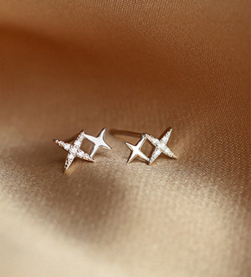 Boucles d'oreilles étoile en argent massif