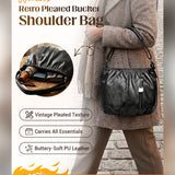 Sac À Main Décontracté Plissé Seau Cuir Souple