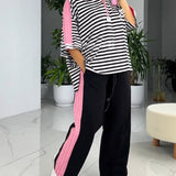 Costume Imprimé Rayé Pantalon Large