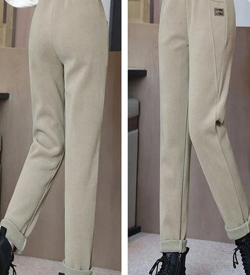 Pantalon Taille Haute Chaud avec Doublure en Laine