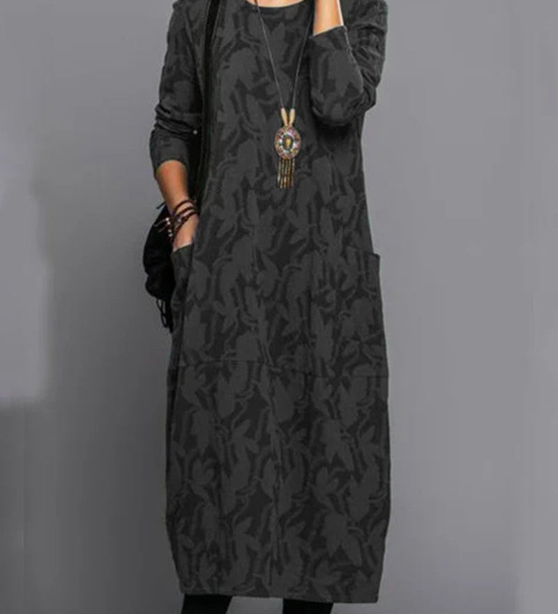 Robe imprimée avec poche et manches longues