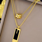 Collier double long en acier titane
