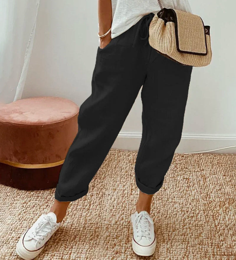 Pantalon Pur Coton Couleur Unie