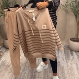 Ensemble Deux Pièces Décontracté Pantalon De Sport Rayé À La Cheville