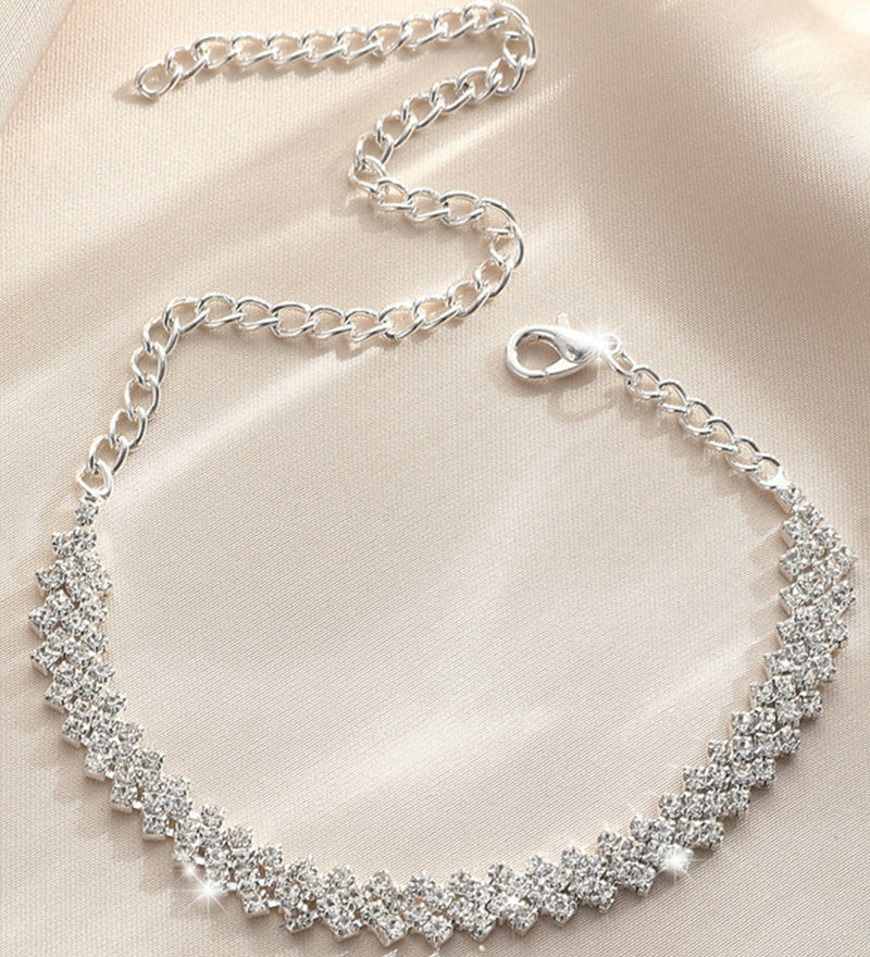Bracelet de cheville en strass losange irrégulier