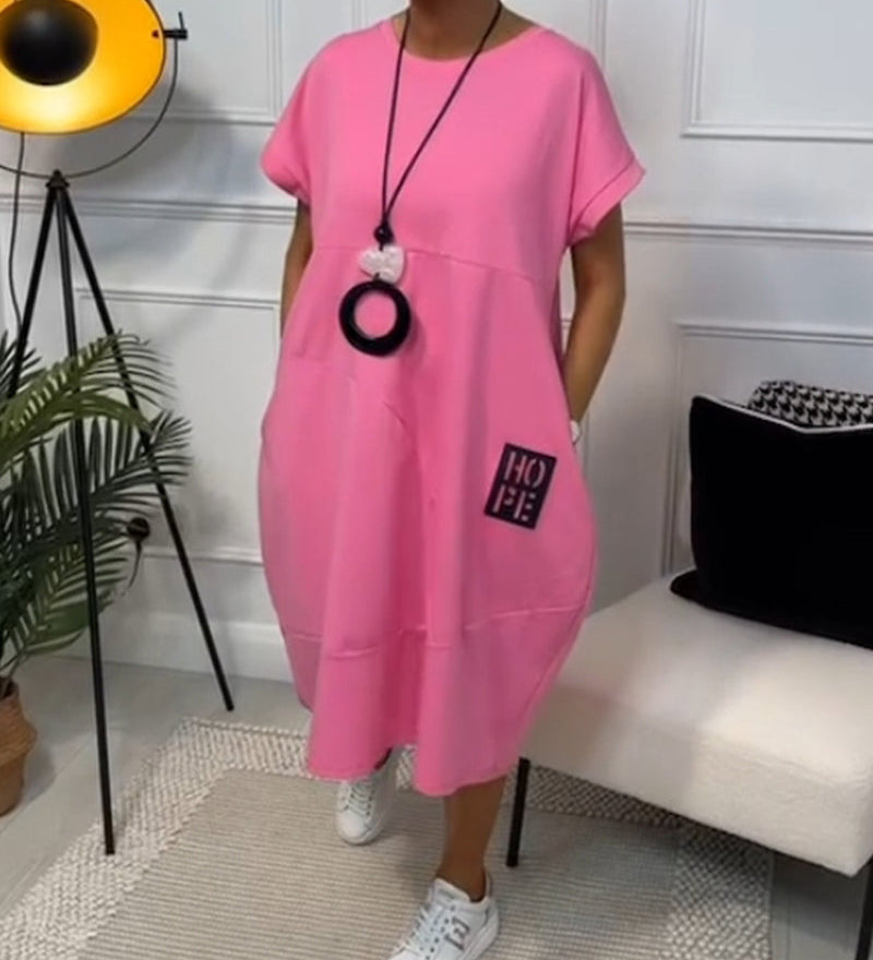 Robe décontractée à manches courtes et imprimé lettre simple