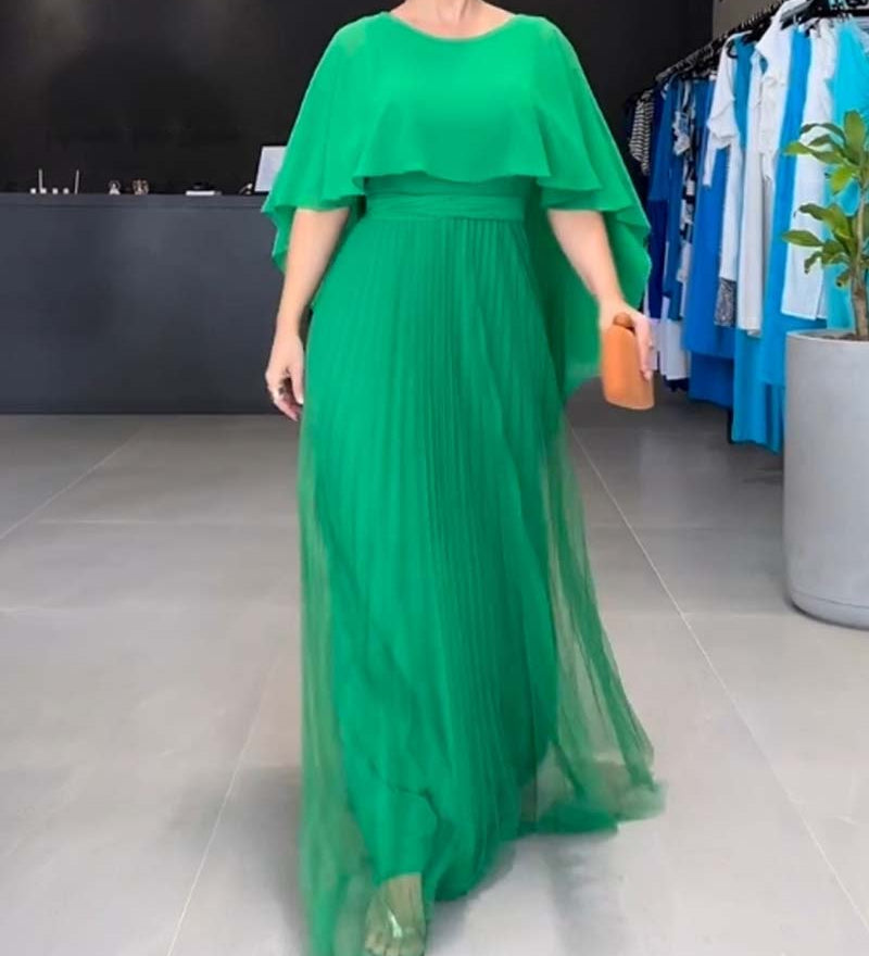 Robe longue à col rond et ligne A