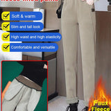 Pantalon Taille Haute Chaud avec Doublure en Laine