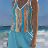 Tankini Maillot De Bain Col V Imprimé