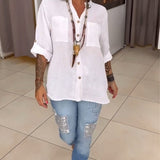 Chemise de couleur unie avec poches et boutons simples