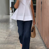 Blouse Sans Manches Unie Simple